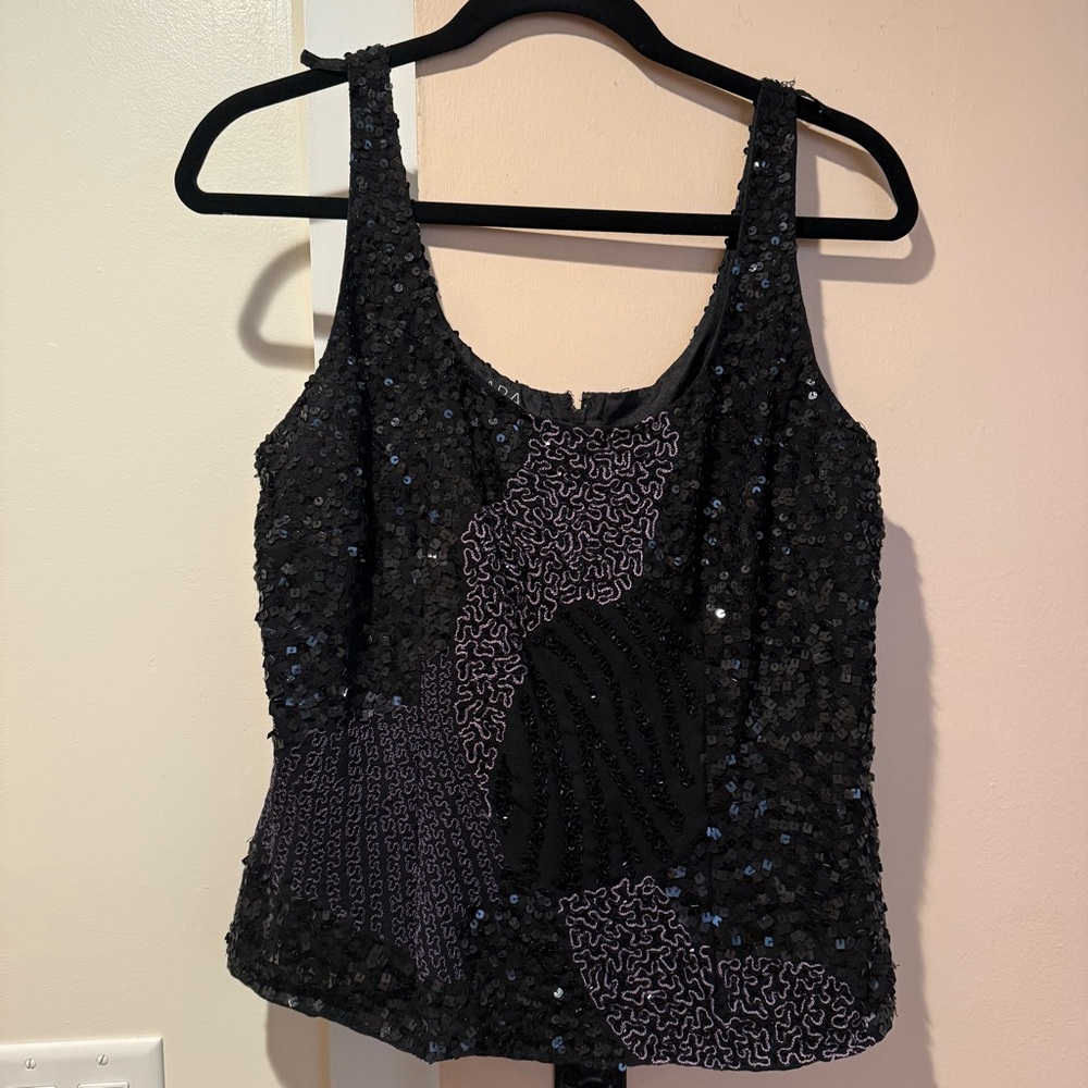 Vintage J Kara Black Sequin Beaded Top